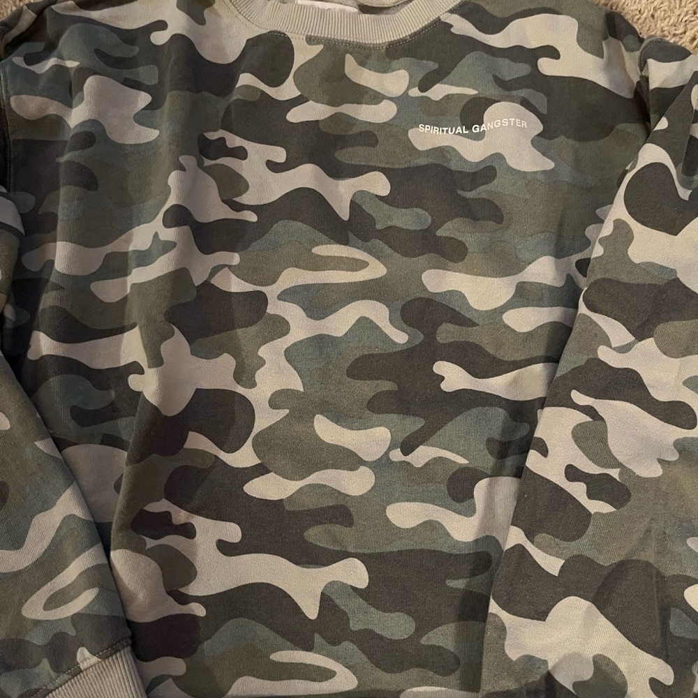 Spiritual Gangster Medium Camo Print Pullover Sweatshirt